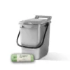23 Litre Silver Grey Kitchen Caddy + 25 Pack Of Liners -PlantMates Shop 23ltr curbside caddy bags silver jpg