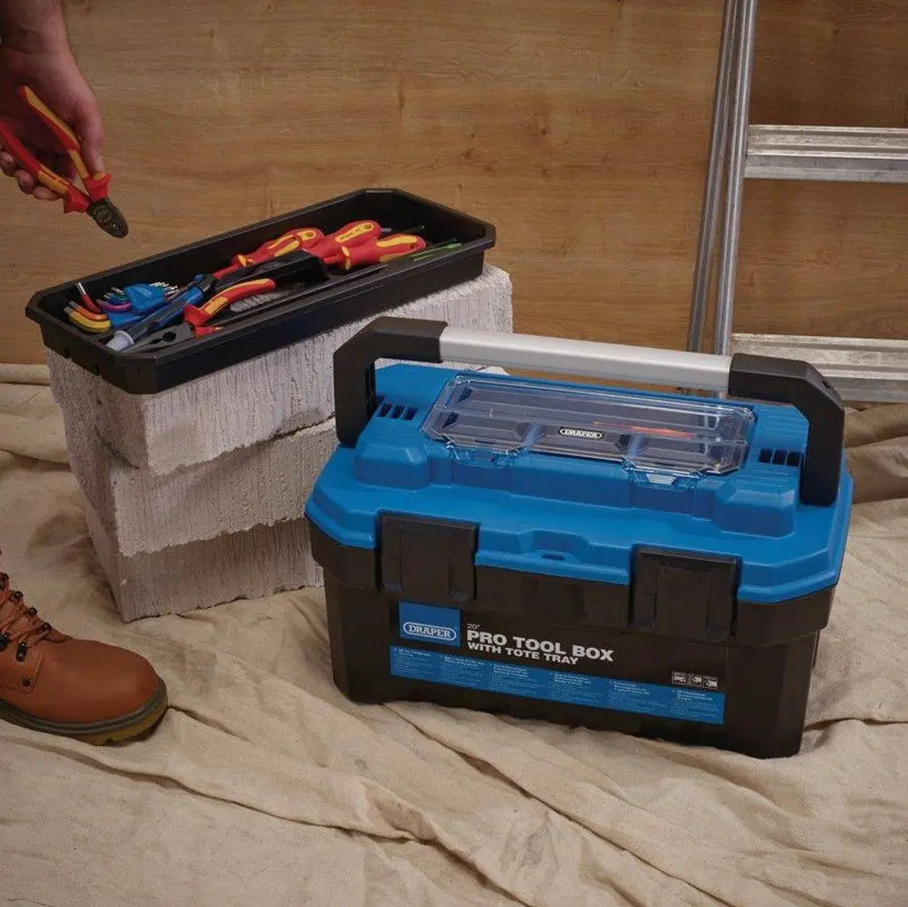 Draper Tools Pro Toolbox With Tote Tray, 20", Blue 3 Draper Tools Pro Toolbox With Tote Tray, 20", Blue