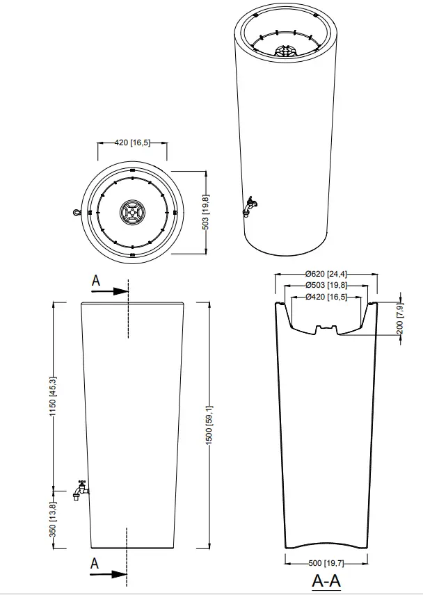 350L Opulent Colour 2 In 1 Water Tank With Planter - Tomato Red - Image 6