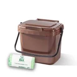 5ltr Brown Kitchen Caddy + 26 Pack Of Liners