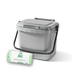 5ltr Silver Grey Kitchen Caddy + 26 Pack Of Liners