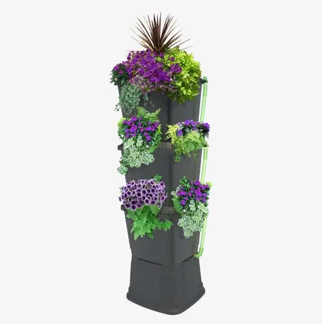 200L Rainwater Terrace Water Butt Planter - 3 Tier - Black & Dark Green 3 200L Rainwater Terrace Water Butt Planter - 3 Tier - Black & Dark Green