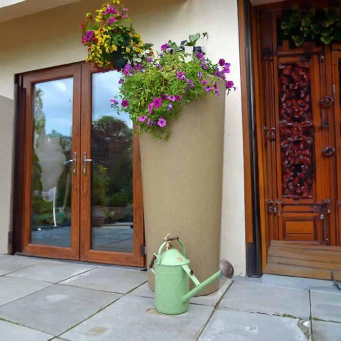 380L Garden Planter Water Butt Sandstone With Tap Kit & Diverter 3 380L Garden Planter Water Butt Sandstone With Tap Kit & Diverter