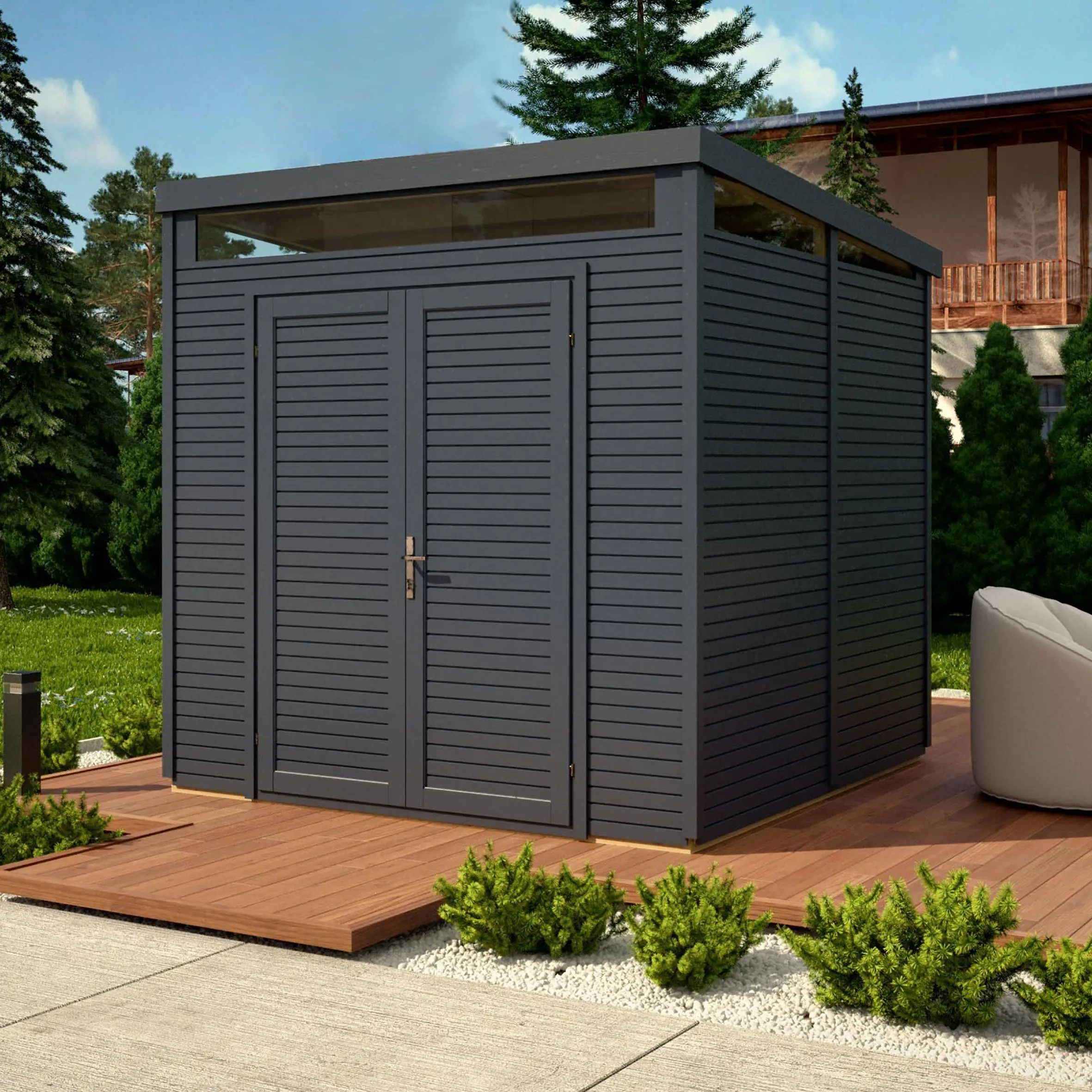 8 X 8 Pent Security Shed Painted In Anthracite 3 8 X 8 Pent Security Shed Painted In Anthracite