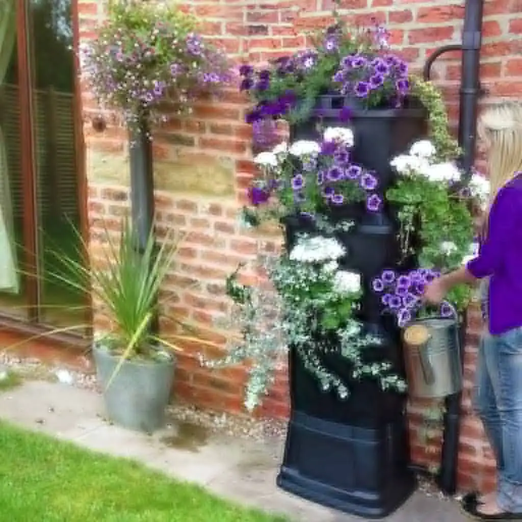 200L Rainwater Terrace Water Butt Planter - 3 Tier - Black & Dark Green 6 200L Rainwater Terrace Water Butt Planter - 3 Tier - Black & Dark Green - Image 4