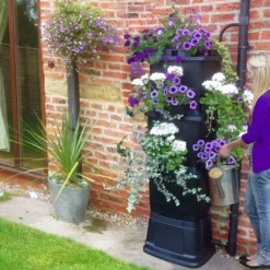 200L Rainwater Terrace Water Butt Planter - 3 Tier - Black & Light Green 9 200L Rainwater Terrace Water Butt Planter - 3 Tier - Black & Light Green -PlantMates Shop black water butt 200 litre plants 2 jpg