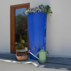 380L Garden Planter Water Butt Blue With Tap Kit & Diverter