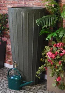 200 Litre Cosmo Water Butt Planter - Green Marble -PlantMates Shop cosmogm waterbutt jpg