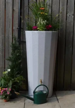 255L Metropolitan Water Butt With Planter In White Marble