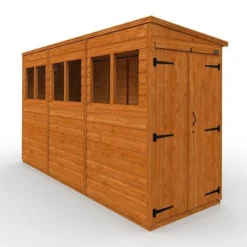 Double Door Pent Shed With Windows -PlantMates Shop flex pent dd 12ft length x 4ft width 1 jpg