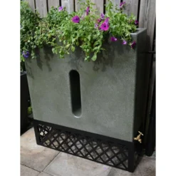 280L Slimline Water Butt Planter - Green Marble