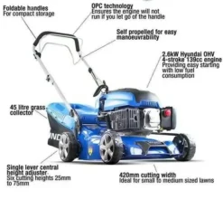 Hyundai 17"/43cm 139cc Self-Propelled Petrol Lawnmower | HYM430SP 9 Hyundai 17"/43cm 139cc Self-Propelled Petrol Lawnmower | HYM430SP -PlantMates Shop hym430sp features 1 86967 1 jpg