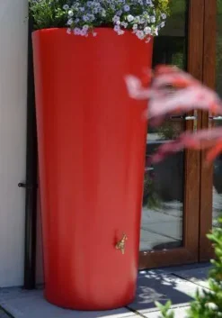 380L Garden Planter Water Butt Red With Tap Kit & Diverter