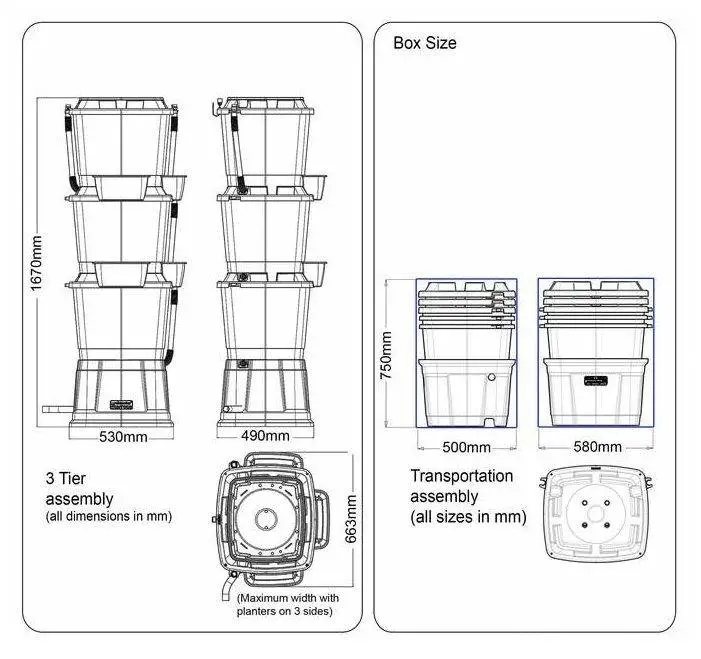 200L Rainwater Terrace Water Butt Planter - 3 Tier - Black & Light Green 6 200L Rainwater Terrace Water Butt Planter - 3 Tier - Black & Light Green - Image 4