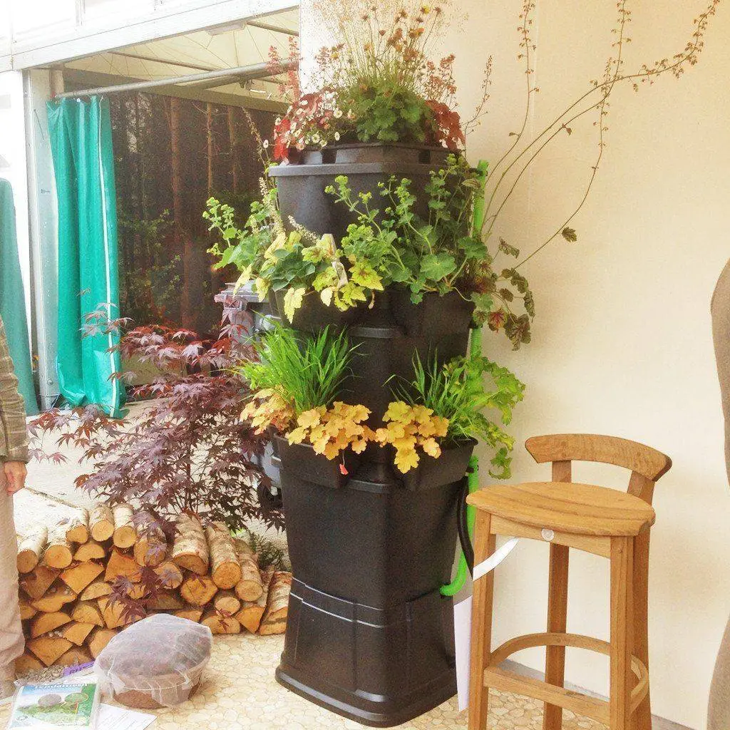 200L Rainwater Terrace Water Butt Planter - 3 Tier - Black & Dark Green 5 200L Rainwater Terrace Water Butt Planter - 3 Tier - Black & Dark Green - Image 3