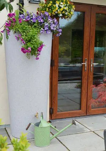 380L Garden Planter Water Butt White Marble With Tap Kit & Diverter 4 380L Garden Planter Water Butt White Marble With Tap Kit & Diverter - Image 2